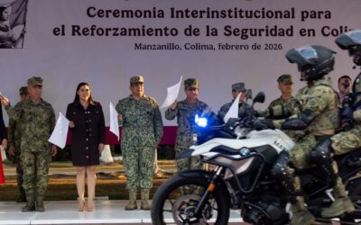 GOBERNADORA DE COLIMA PARTICIPA EN ENTREGA DE MOTOCICLETAS A LA FUERZA DE TAREA EN LA SEXTA REGIÓN NAVAL, EN MANZANILLO