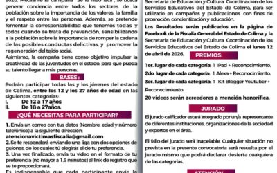 LANZAN FGE, EDUCACIÓN Y CULTURA 1ER CONCURSO ESTATAL DE PRODUCCIÓN AUDIOVISUAL ‘COLIMENTES’ 2026