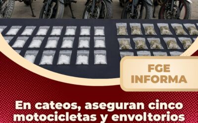 EN CATEOS, ASEGURAN CINCO MOTOCICLETAS Y ENVOLTORIOS CON ICE Y MARIGUANA