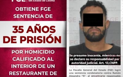 SENTENCIAN A 35 AÑOS A SUJETO POR HOMICIDIO COMETIDO EN UN RESTAURANTE DE MARISCOS EN COLIMA