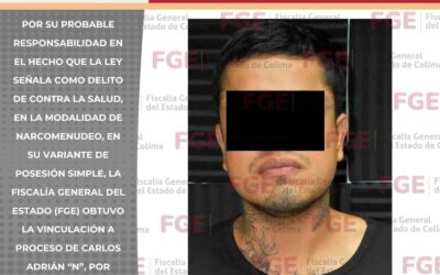 DETENIDO EN MOTOCICLETA CON DROGA; FGE OBTIENE VINCULACIÓN A PROCESO EN VILLA DE ÁLVAREZ