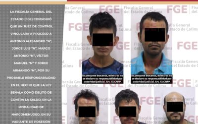 CINCO HOMBRES SON VINCULADOS A PROCESO POR NARCOMENUDEO EN MANZANILLO