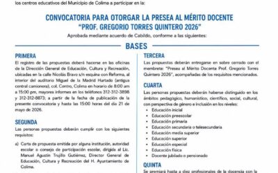 LANZA AYUNTAMIENTO CAPITALINO CONVOCATORIA A LA PRESEA AL MÉRITO DOCENTE