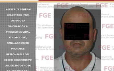 POR ROBO DE VEHÍCULO EN COLIMA, FGE VINCULA A SUJETO A PROCESO