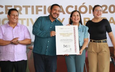 CERTIFICAN A 191 ECUELAS Y 5 ÁREAS ADMINISTRATIVAS COMO ENTORNOS EDUCATIVOS Y LABORALES SALUDABLES EN LA ENTIDAD