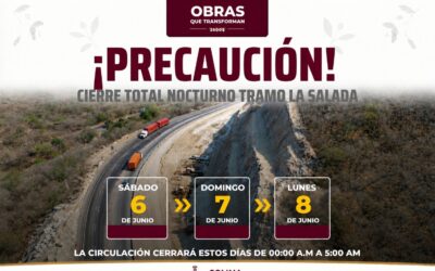 SEIDUM COLIMA ALERTA POR CIERRE TOTAL NOCTURNO EN ‘LA SALADA’ ESTE SÁBADO, DOMINGO Y LUNES