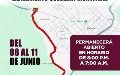 ALERTA SEIDUM POR CIERRE PARCIAL DEL LIBRAMIENTO QUESERÍA-MONTITLÁN, A PARTIR DE HOY Y HASTA EL JUEVES