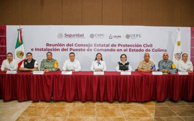 INDIRA VIZCAÍNO Y TITULAR DE CNPC INSTALAN PUESTO COMANDO EN COLIMA ANTE TEMPORADA DE LLUVIAS Y CICLONES 2026