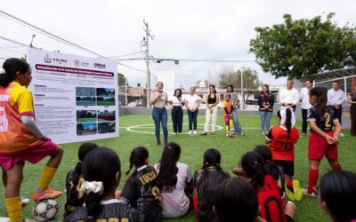 ENTREGA INDIRA VIZCAÍNO CANCHA DE USOS MÚLTIPLES EN SANTA BÁRBARA Y DE FUTBOL RÁPIDO EN LA FRANCISCO I. MADERO