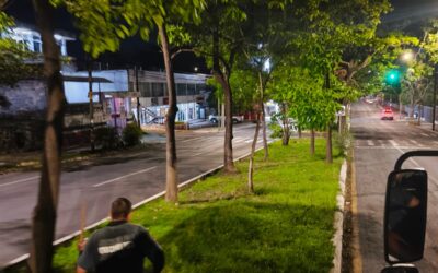 TRABAJAN CUADRILLAS PARA LIMPIAR CAMELLONES EN LA CIUDAD CAPITAL