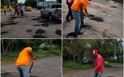 MANTIENEN TRABAJO PERMANENTE CUADRILLAS MUNICIPALES EN BACHEO DE CALLES EN COLIMA CAPITAL
