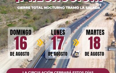 SEIDUM COLIMA INFORMA DE CIERRE TOTAL NOCTURNO EN «LA SALADA» ESTE DOMINGO, LUNES Y MARTES
