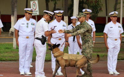 LA SECRETARÍA DE MARINA RECONOCE LA TRAYECTORIA DEL ELEMENTO CANINO «HERMES» TRAS CONCLUIR SU SERVICIO ACTIVO EN LA ARMADA DE MÉXICO