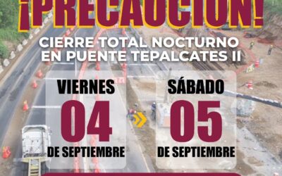 ESTE VIERNES Y SÁBADO SERÁ EL CIERRE TOTAL NOCTURNO EN EL PUENTE TEPALCATES II DE MANZANILLO, ACTUALIZA SEIDUM 