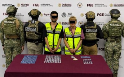 FGE, MARINA Y SSPC APREHENDEN A DOS OBJETIVOS PRESUNTOS INTEGRANTES DEL CÁRCEL «LOS MEZCALES»;  LES ASEGURAN MÁS DE 200 DOSIS DE DROGA SINTÉTICA