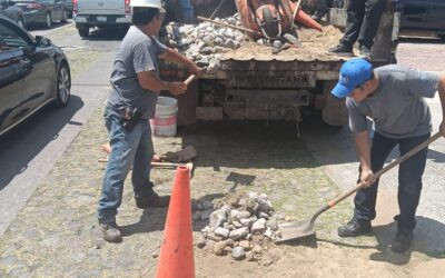 REALIZA AYUNTAMIENTO DE COLIMA JORNADA DE REPARACIÓN DE EMPEDRADOS EN AVENIDA CONSTITUCIÓN