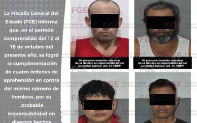 DETIENE FGE A 4 SUJETOS QUE TENIAN ÓRDENES DE APREHENSIÓN