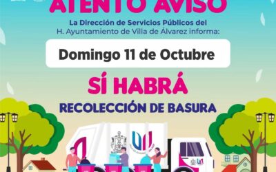 EN VILLA DE ÁLVAREZ SI HABRÁ RECOLECCIÓN DE BASURA ESTE DOMINGO
